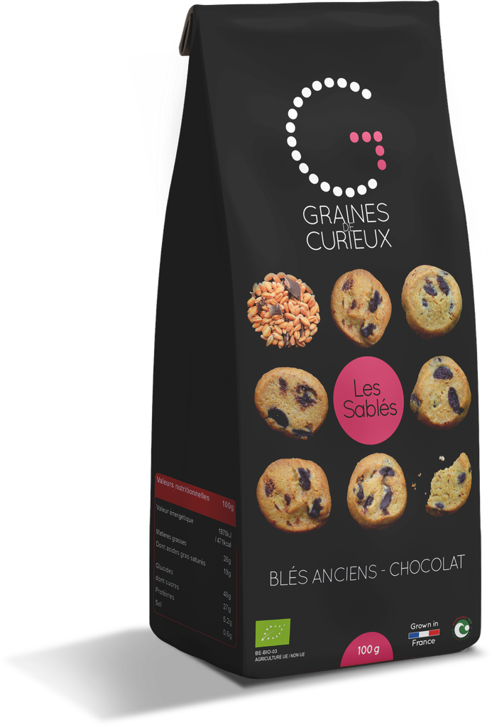 [GDCSABCHO100G] Old wheat shortbread with chocolate 100g BIO
