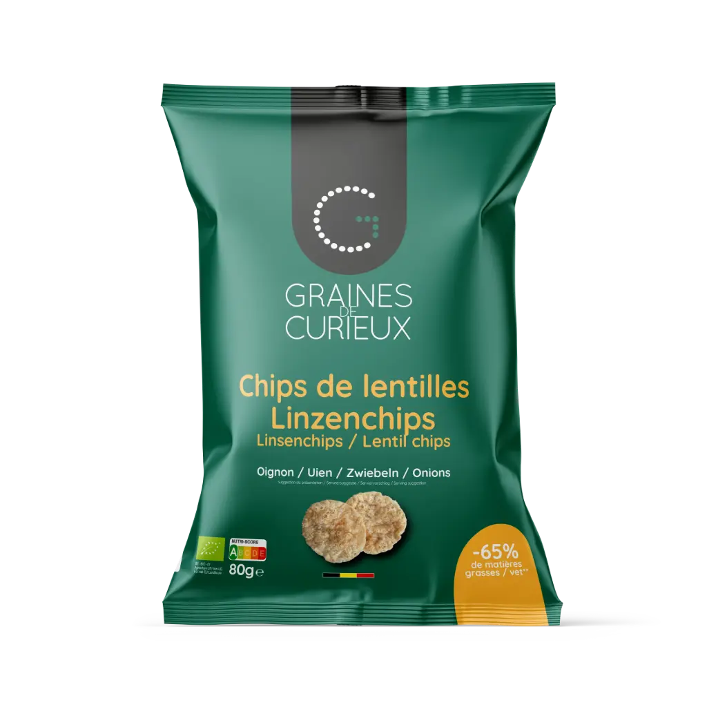 Sachet de chips de lentilles Oignon 80gr BIO